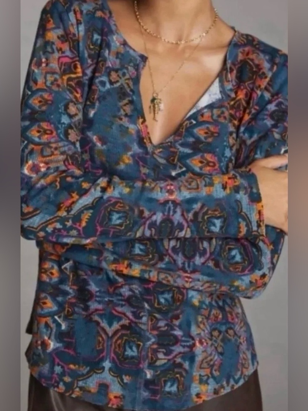 Anthropologie Pilcro Printed Long Sleeve Thermal